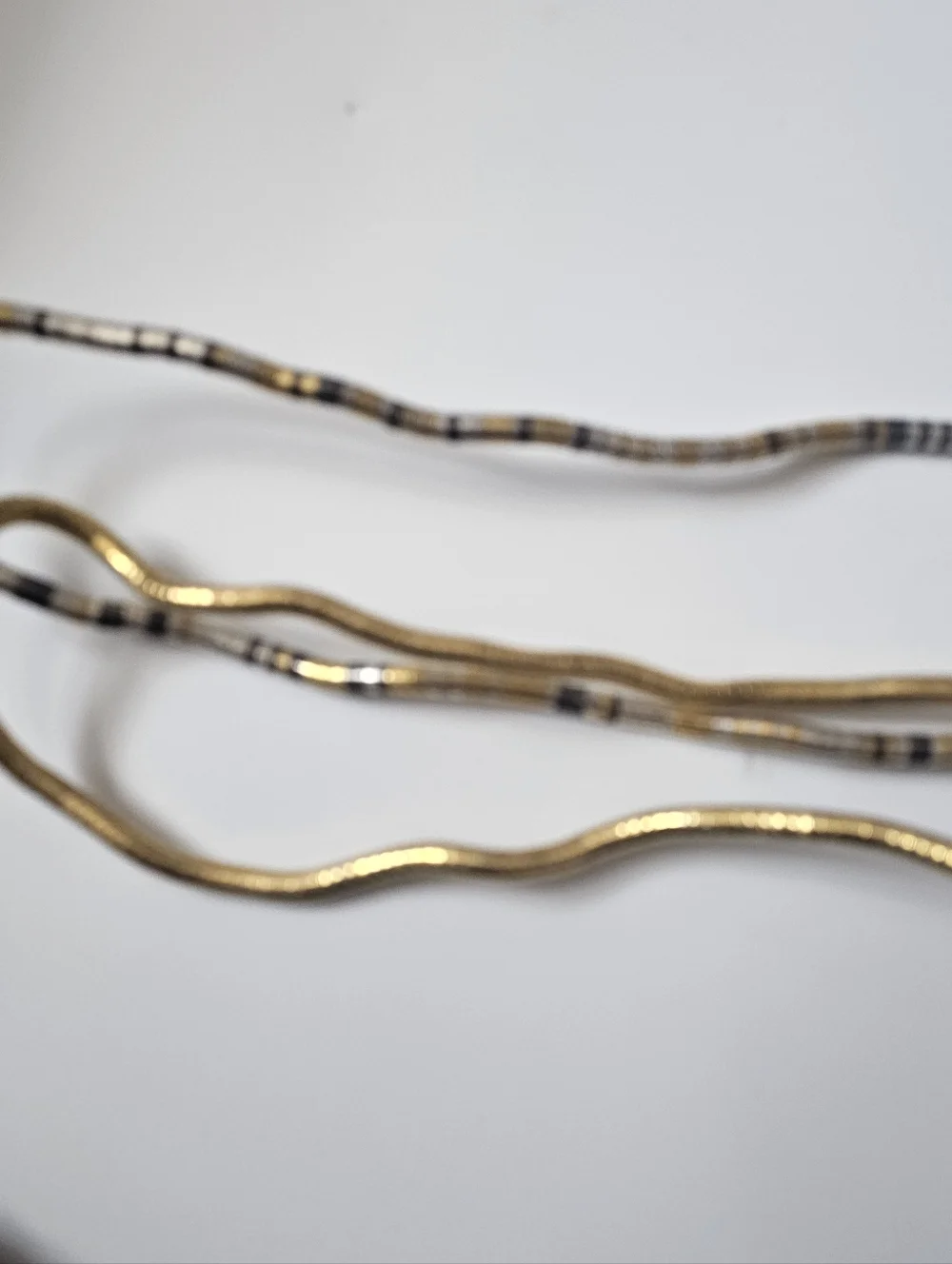 Da Vinci Moldable Bendable Sculptural Tri-Metal Snake Necklace Bracelet Set Of 2 - Picture 3 of 6